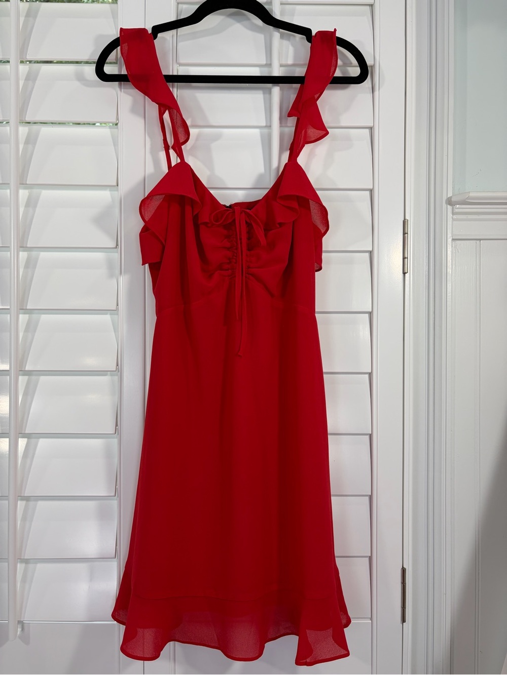 Lulu's Red Ruffle-Trim Mini Dress (M) - Picture 2 of 9